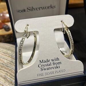 Swarovski Silver Crystal Hoop Earrings